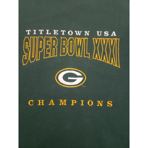 90’s Green Bay Packers “Titletown” Green Sweatshirt Super Bowl XXXI Champs XL - Picture 3 of 10